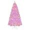 Costway 7 FT Flocked Artificial Christmas Tree Hinged with 500 LED Lights 1200 Branch Tips